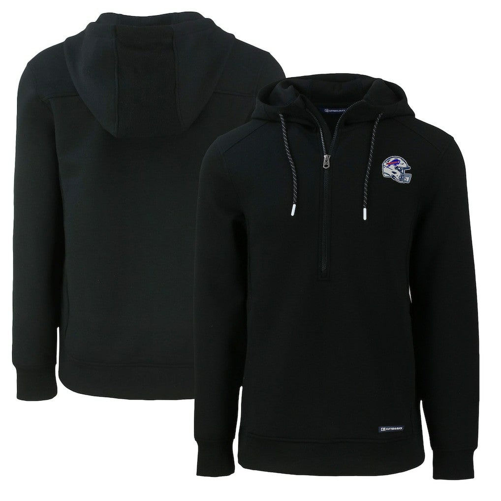 Buffalo Bills Cutter & Buck Helmet Roam Eco Half-Zip Recycled Pullover Hoodie Black - NFL