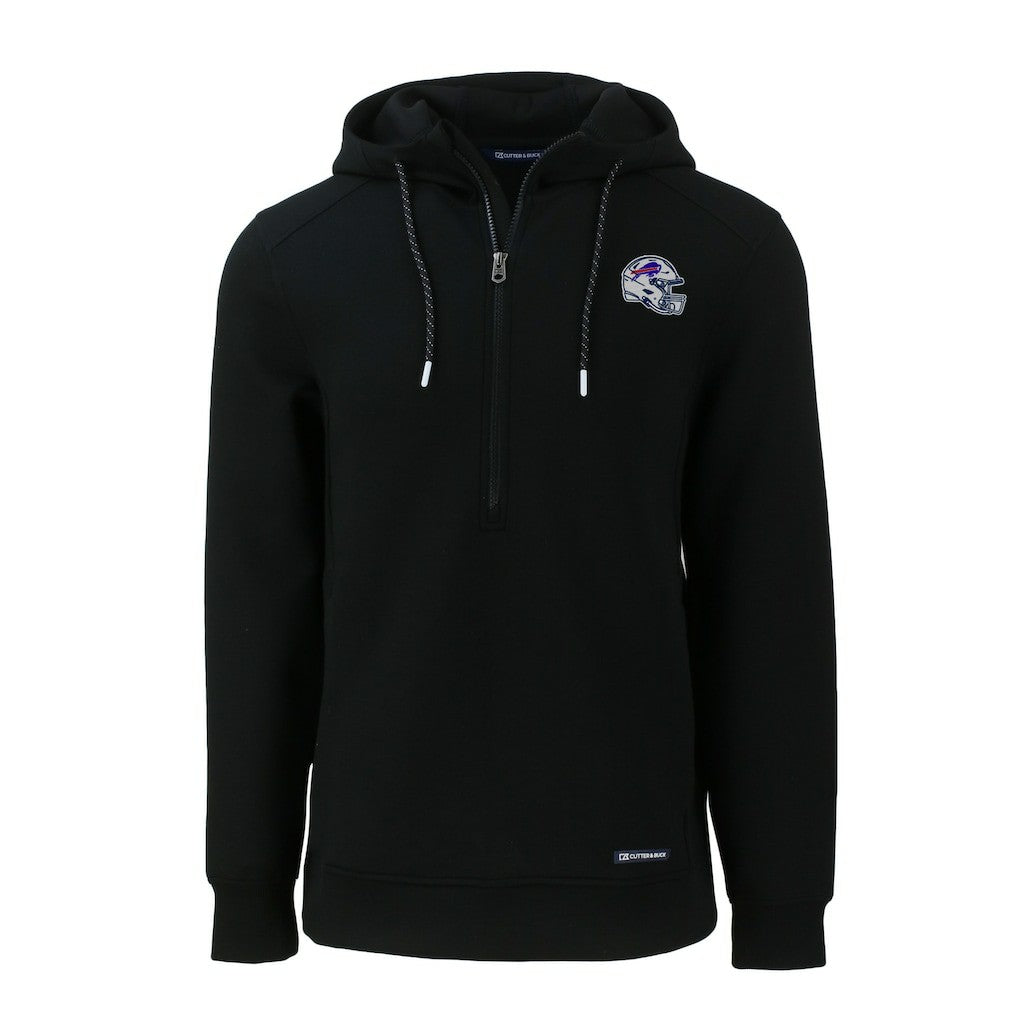 Buffalo Bills Cutter & Buck Helmet Roam Eco Half-Zip Recycled Pullover Hoodie Black - NFL