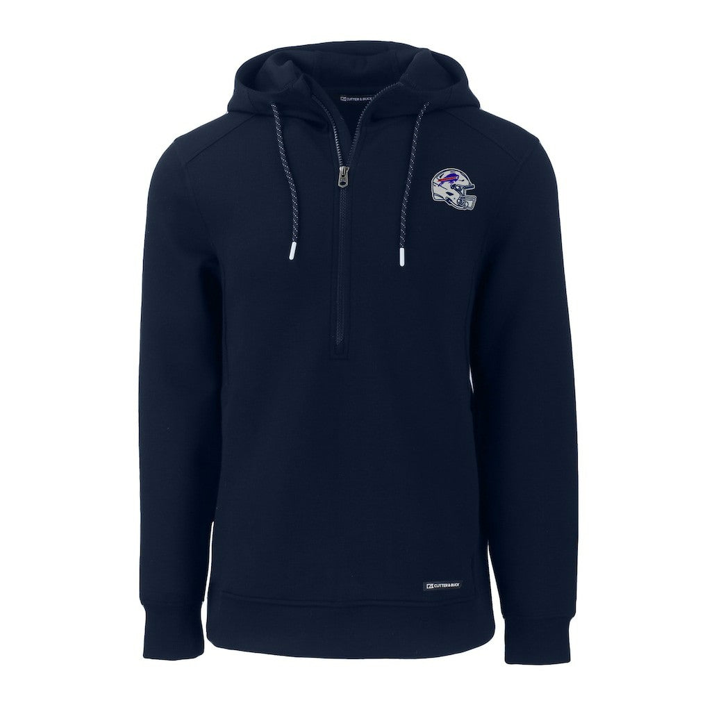 Buffalo Bills Cutter & Buck Helmet Roam Eco Half-Zip Recycled Pullover Hoodie Navy - NFL