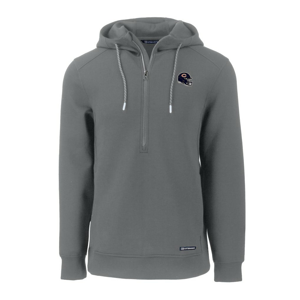 Chicago Bears Cutter & Buck Helmet Roam Eco Half-Zip Recycled Pullover Hoodie Gray - NFL