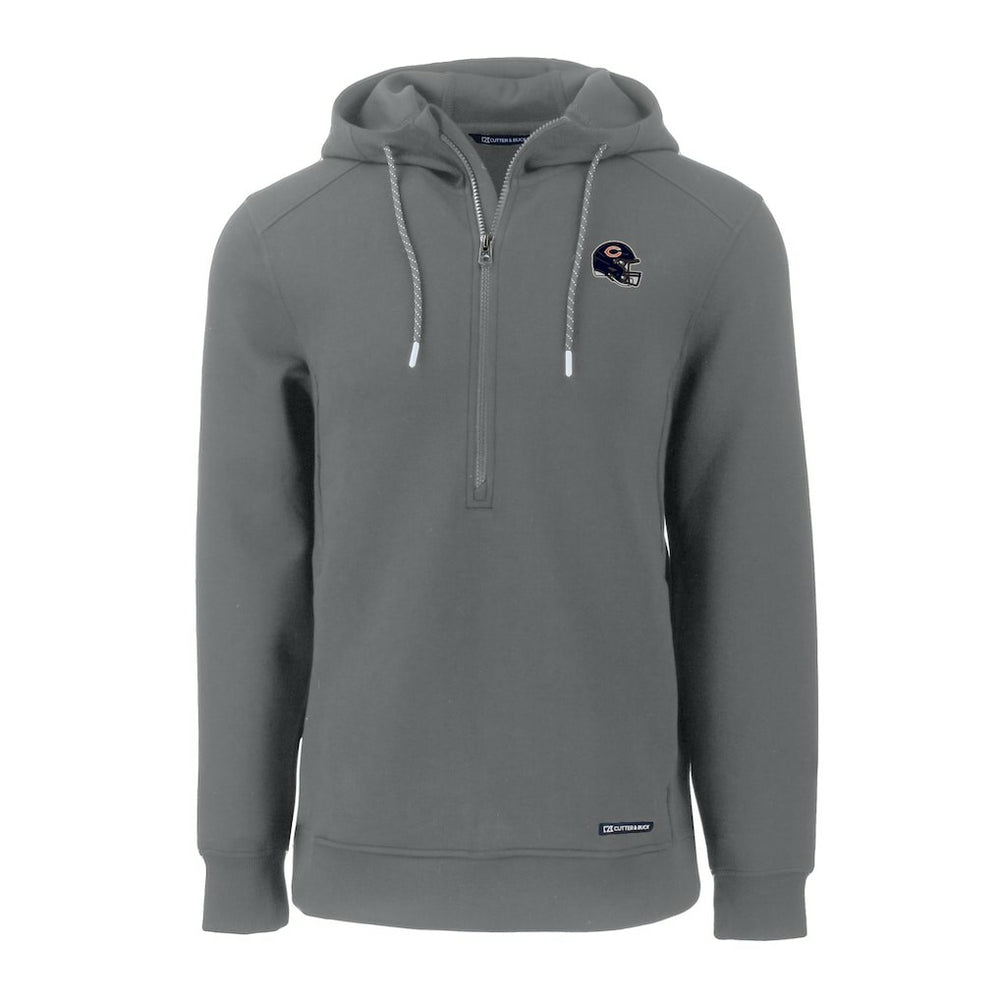 Chicago Bears Cutter & Buck Helmet Roam Eco Half-Zip Recycled Pullover Hoodie Gray - NFL