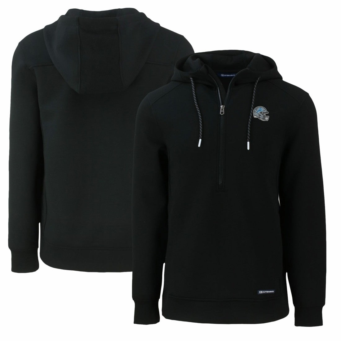 Detroit Lions Cutter & Buck Helmet Roam Eco Half-Zip Recycled Pullover Hoodie Black - NFL
