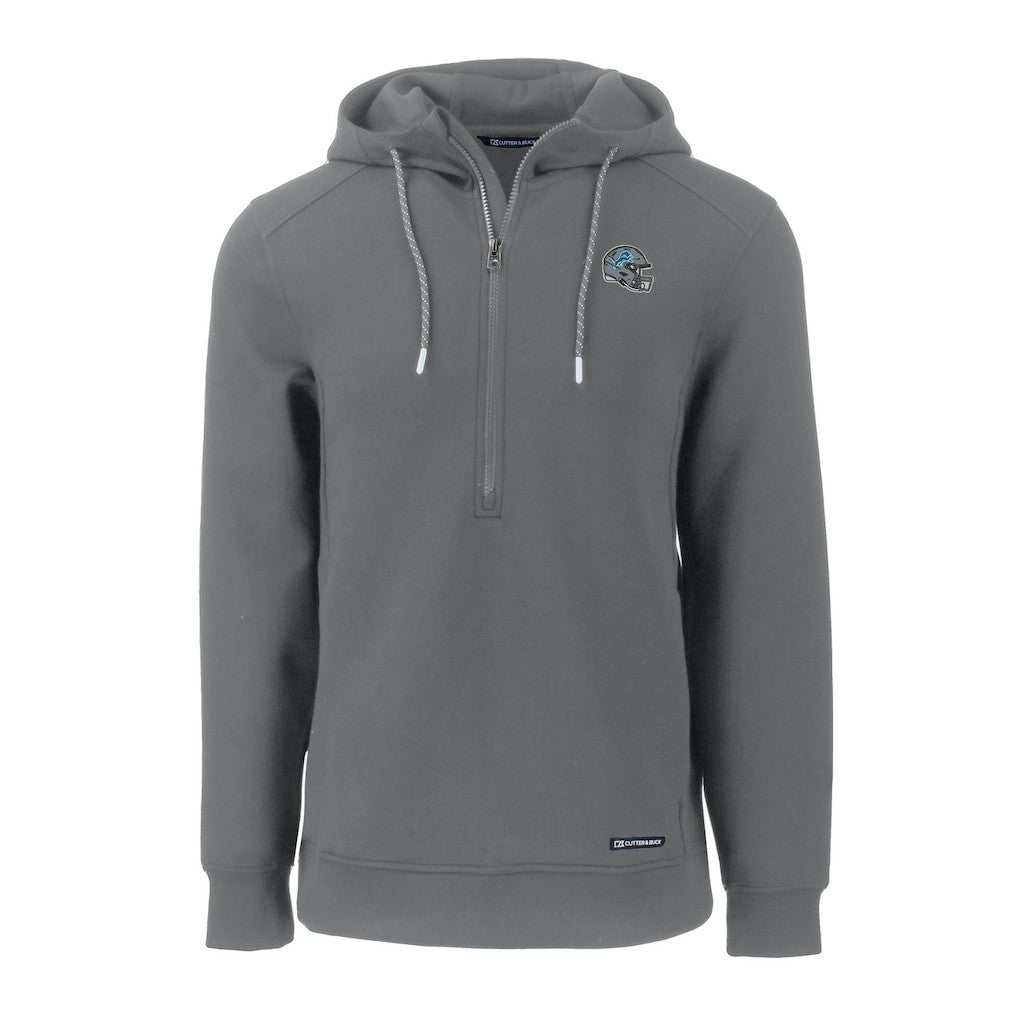 Detroit Lions Cutter & Buck Helmet Roam Eco Half-Zip Recycled Pullover Hoodie Gray - NFL