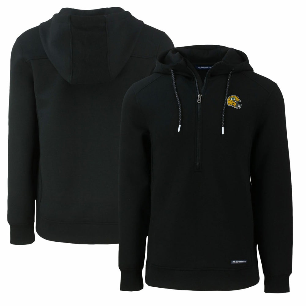 Green Bay Packers Cutter & Buck Helmet Roam Eco Half-Zip Recycled Pullover Hoodie Black - NFL