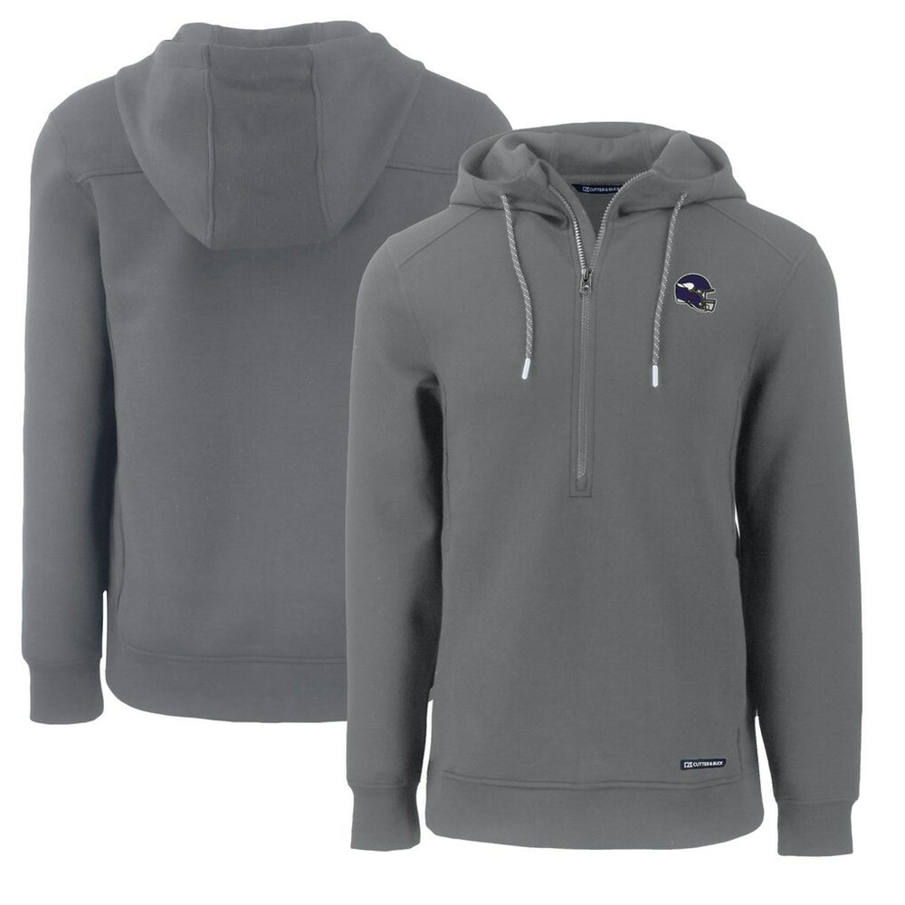 Minnesota Vikings Cutter & Buck Helmet Roam Eco Half-Zip Recycled Pullover Hoodie Gray - NFL