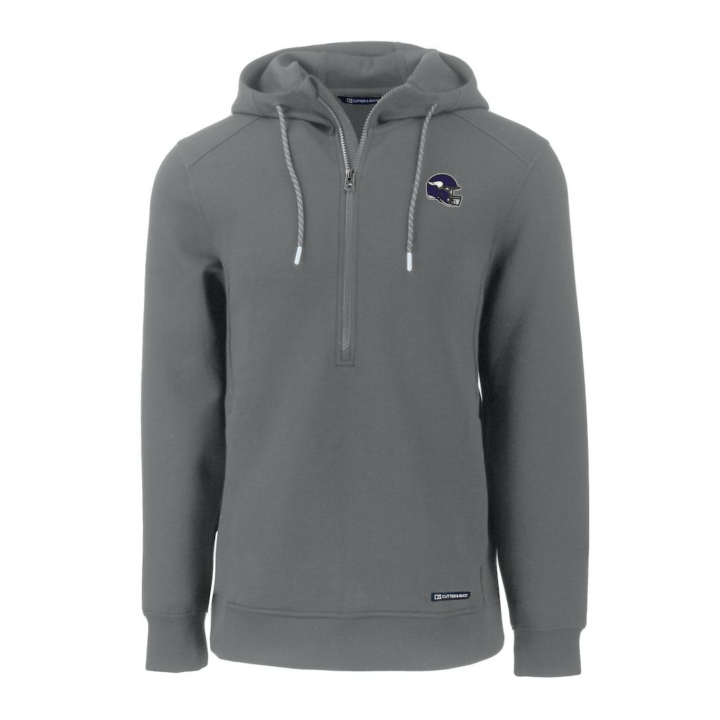 Minnesota Vikings Cutter & Buck Helmet Roam Eco Half-Zip Recycled Pullover Hoodie Gray - NFL