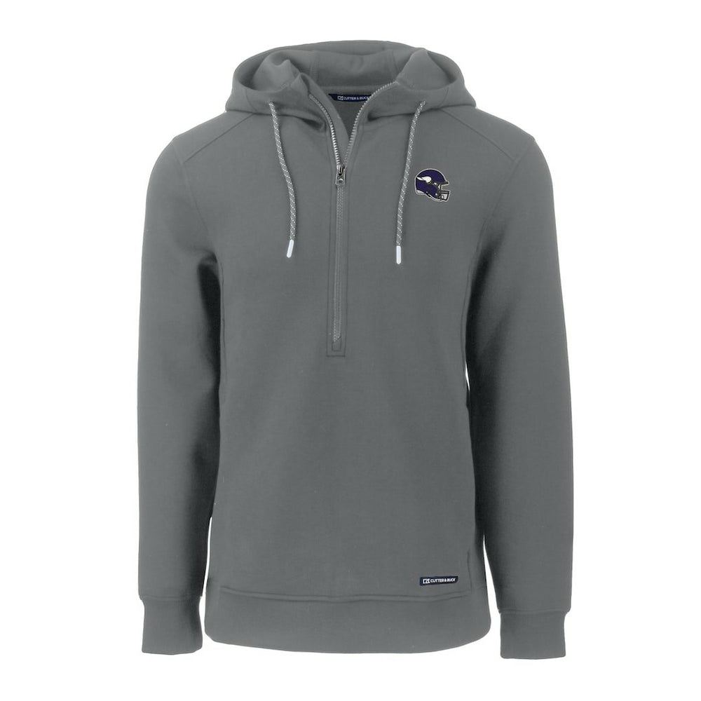 Minnesota Vikings Cutter & Buck Helmet Roam Eco Half-Zip Recycled Pullover Hoodie Gray - NFL
