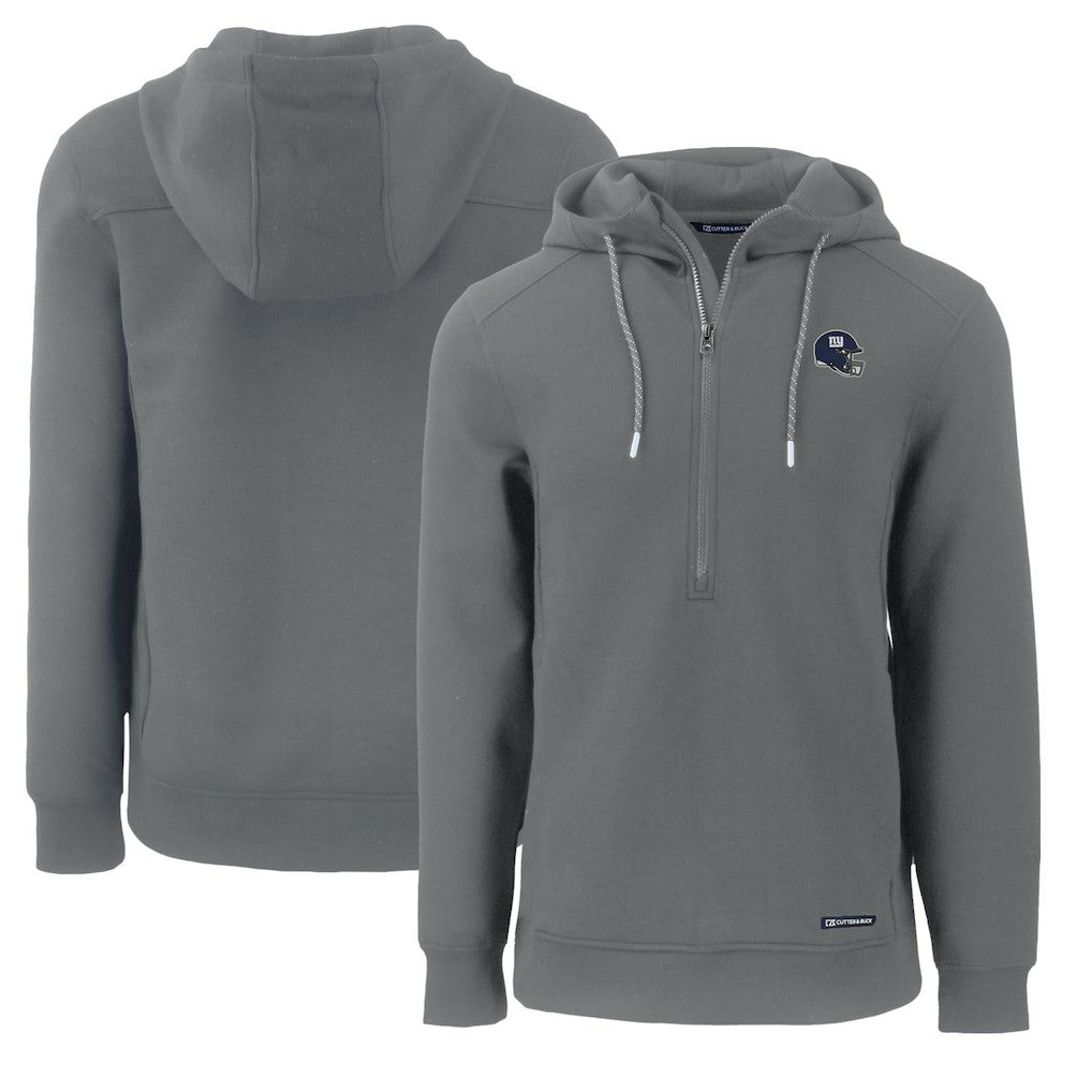 New York Giants Cutter & Buck Helmet Roam Eco Half-Zip Recycled Pullover Hoodie Gray - NFL