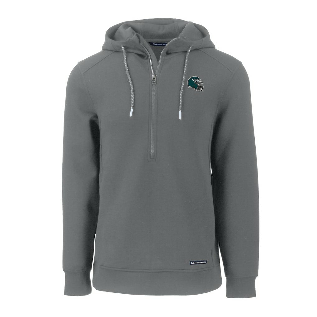 Philadelphia Eagles Cutter & Buck Helmet Roam Eco Half-Zip Recycled Pullover Hoodie Gray - NFL