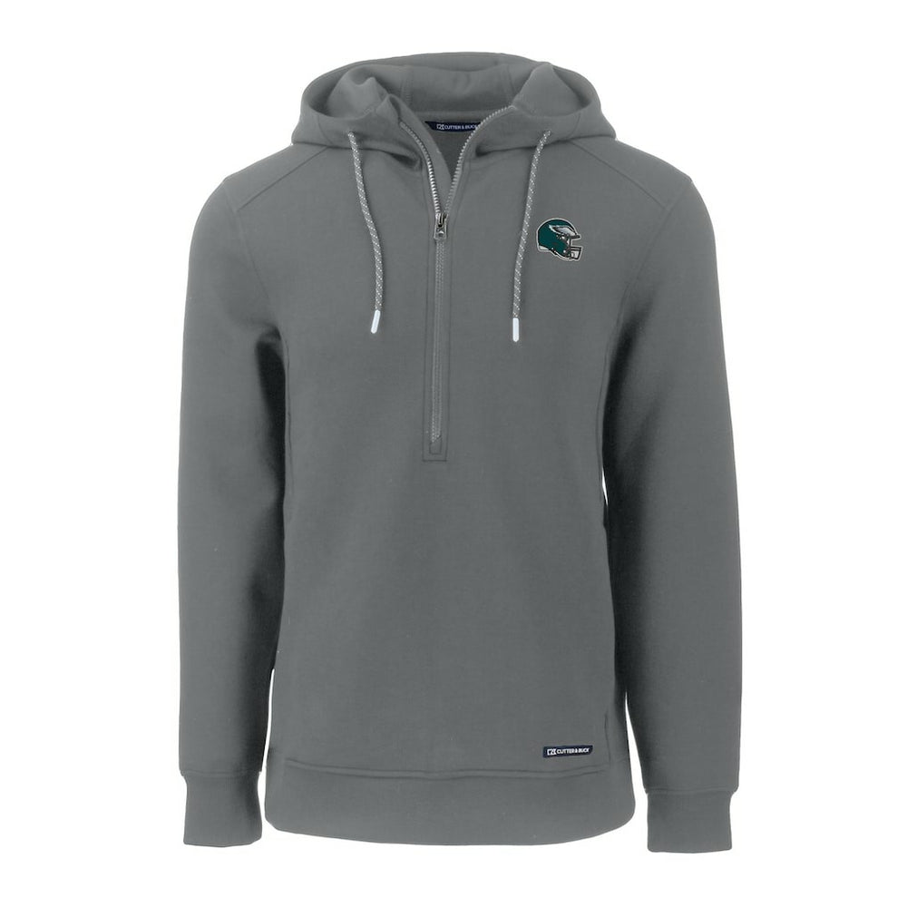 Philadelphia Eagles Cutter & Buck Helmet Roam Eco Half-Zip Recycled Pullover Hoodie Gray - NFL