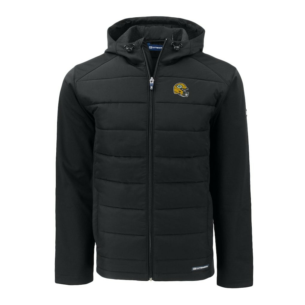 Green Bay Packers Cutter & Buck Helmet Big & Tall Evoke Hybrid Eco Softshell Recycled Full-Zip Jacket Black - NFL