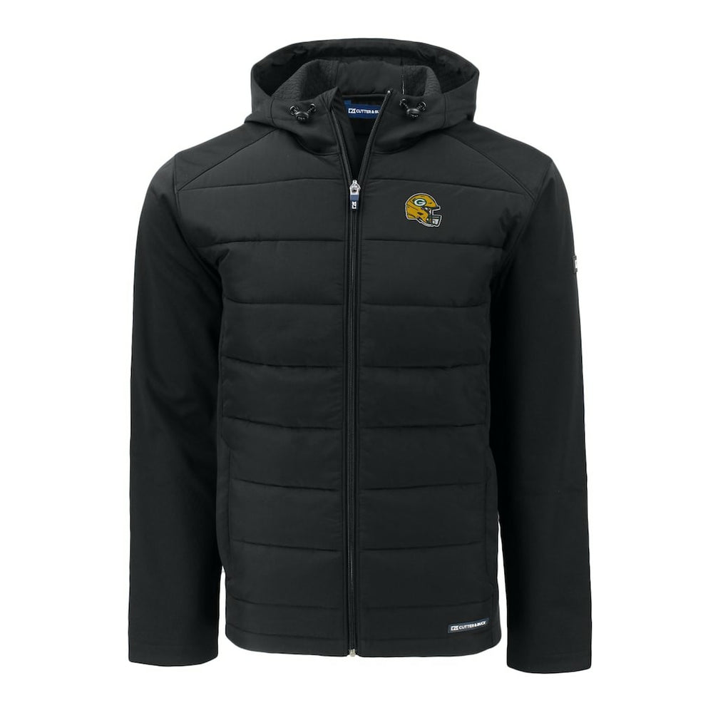 Green Bay Packers Cutter & Buck Helmet Big & Tall Evoke Hybrid Eco Softshell Recycled Full-Zip Jacket Black - NFL