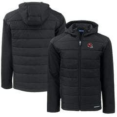 Kansas City Chiefs Cutter & Buck Helmet Big & Tall Evoke Hybrid Eco Softshell Recycled Full-Zip Hoodie Jacket Black - NFL