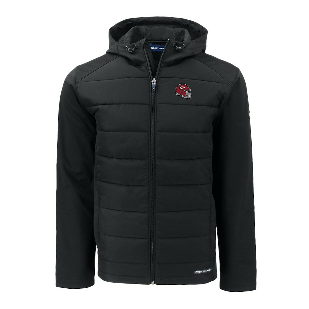 Kansas City Chiefs Cutter & Buck Helmet Big & Tall Evoke Hybrid Eco Softshell Recycled Full-Zip Hoodie Jacket Black - NFL