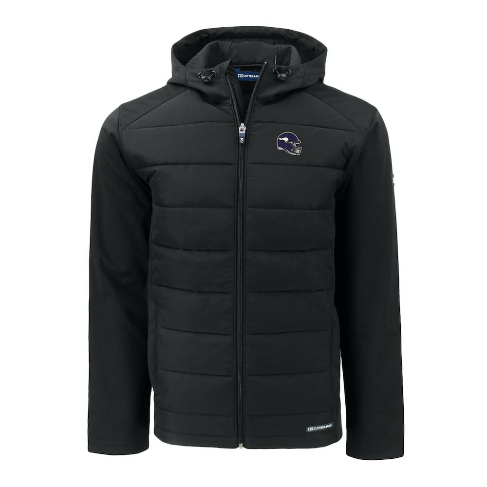 Minnesota Vikings Cutter & Buck Helmet Big & Tall Evoke Hybrid Eco Softshell Recycled Full-Zip Jacket Black - NFL