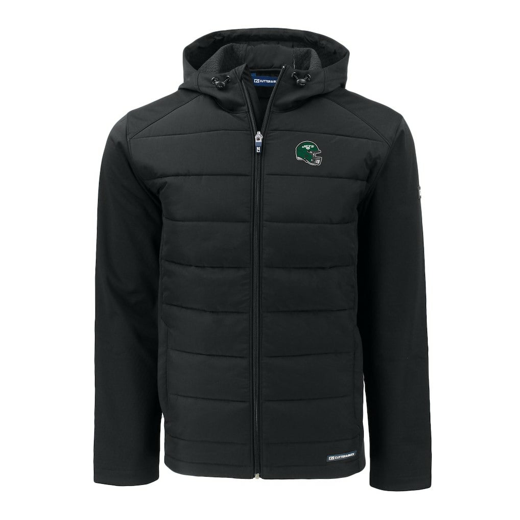 New York Jets Cutter & Buck Helmet Big & Tall Evoke Hybrid Eco Softshell Recycled Full-Zip Jacket Black - NFL