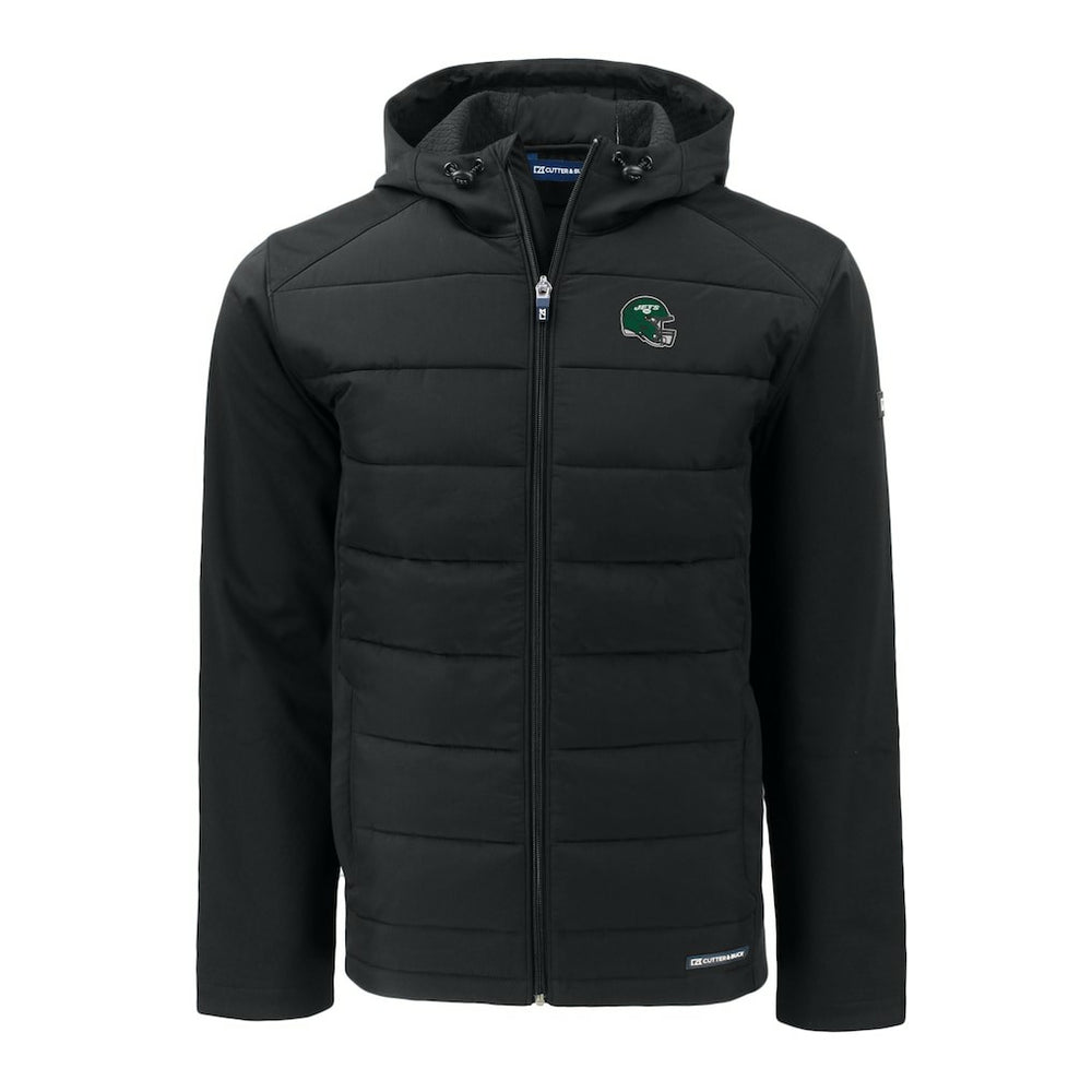New York Jets Cutter & Buck Helmet Big & Tall Evoke Hybrid Eco Softshell Recycled Full-Zip Jacket Black - NFL