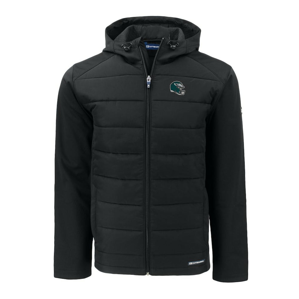 Philadelphia Eagles Cutter & Buck Helmet Big & Tall Evoke Hybrid Eco Softshell Recycled Full-Zip Jacket Black - NFL