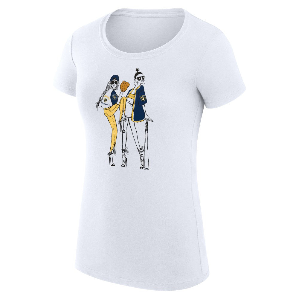 Milwaukee Brewers G-III 4Her by Carl Banks Women's Super-Slim Fit Lightweight Baseball Girls T-Shirt Lifestyle