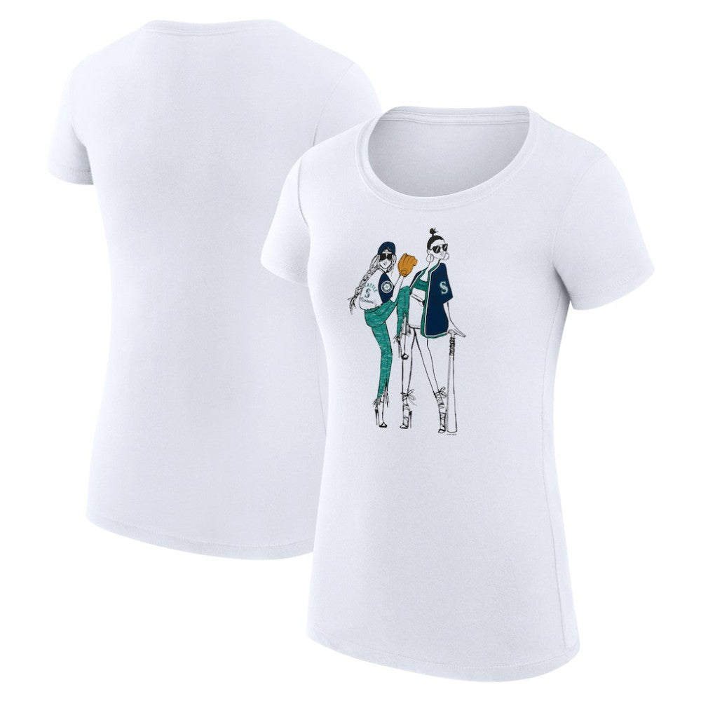Seattle Mariners G-III 4Her by Carl Banks Women's Super-Slim Fit Lightweight Baseball Girls T-Shirt Clearance