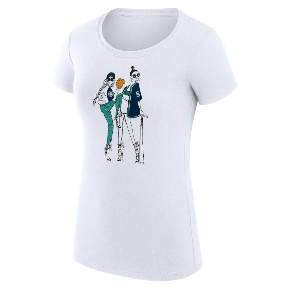 Seattle Mariners G-III 4Her by Carl Banks Women's Super-Slim Fit Lightweight Baseball Girls T-Shirt Clearance