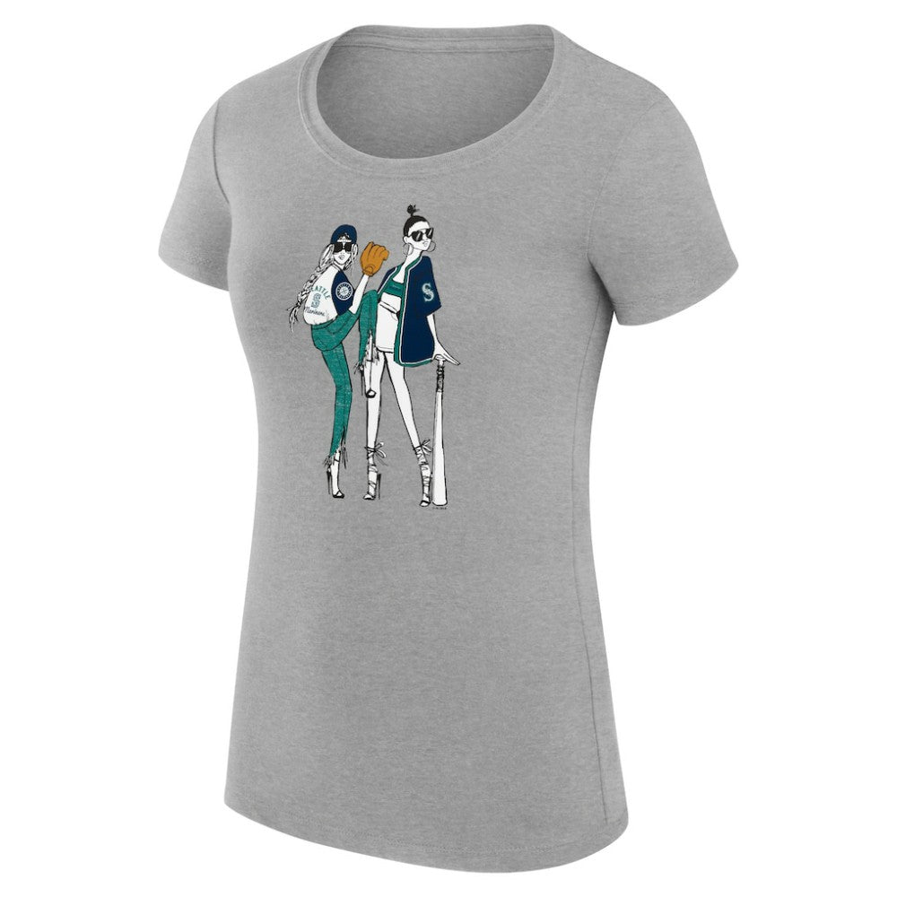 Seattle Mariners G-III 4Her by Carl Banks Women's Super-Slim Fit Lightweight Baseball Girls T-Shirt Clearance