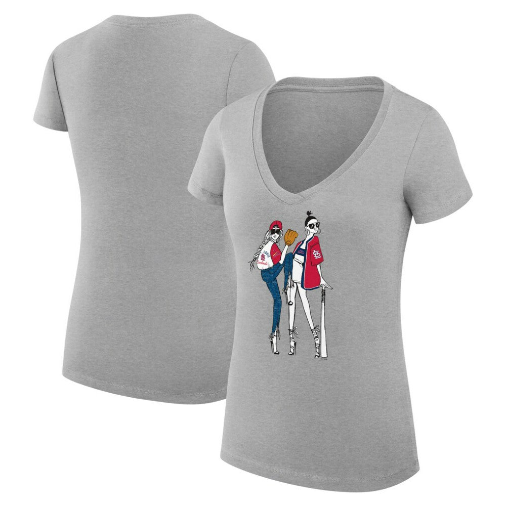 St. Louis Cardinals G-III 4Her by Carl Banks Women's Super-Slim Fit Lightweight Baseball V-Neck T-Shirt Lifestyle