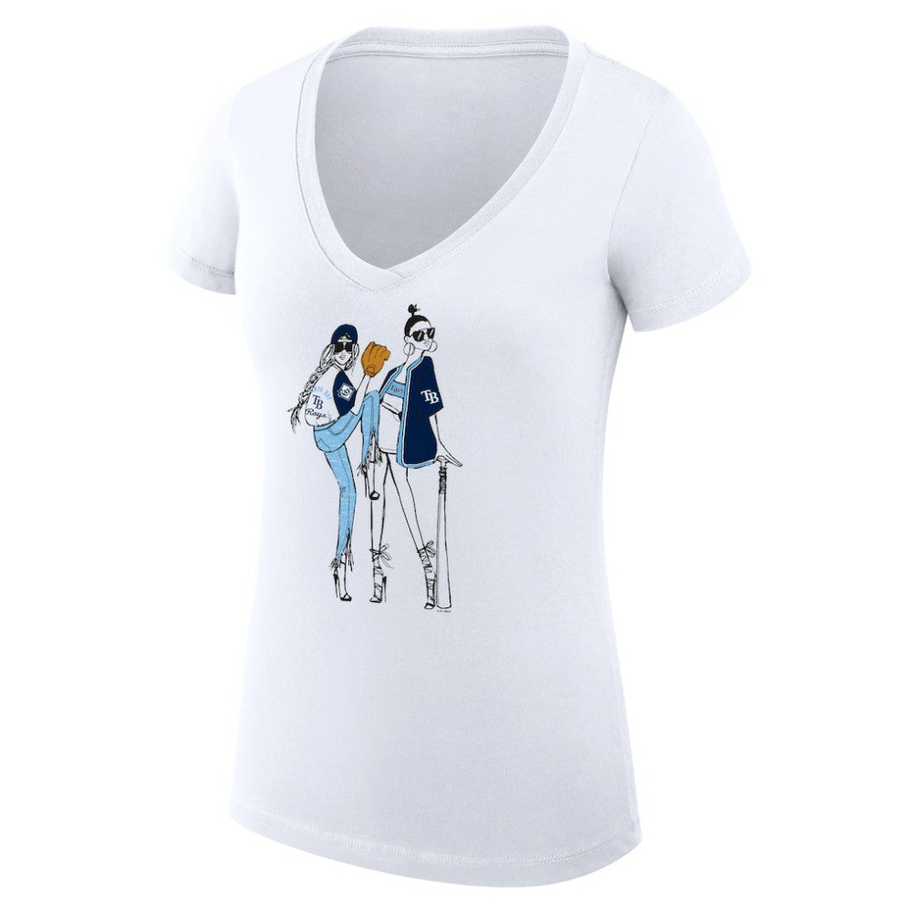 Tampa Bay Rays G-III 4Her by Carl Banks Women's Super-Slim Fit Lightweight Baseball V-Neck T-Shirt On Sale