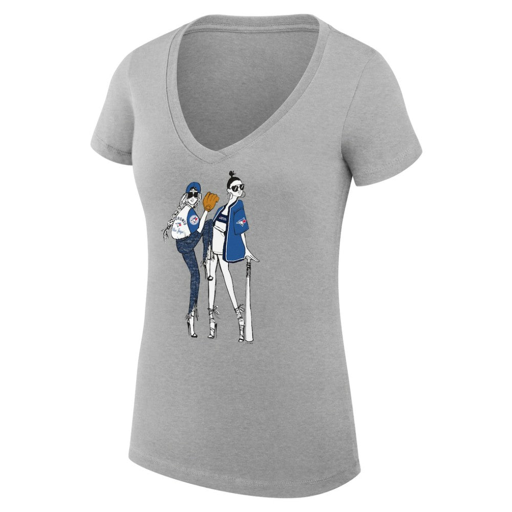 Toronto Blue Jays G-III 4Her by Carl Banks Women's Super-Slim Fit Lightweight Baseball V-Neck T-Shirt discount