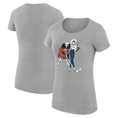 Edmonton Oilers - G-III 4Her by Carl Banks Women's Super-Slim Fit Lightweight Hockey Girls T-Shirt Heather Gray