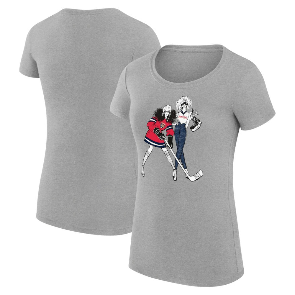 Florida Panthers - G-III 4Her by Carl Banks Women's Super-Slim Fit Lightweight Hockey Girls T-Shirt Heather Gray