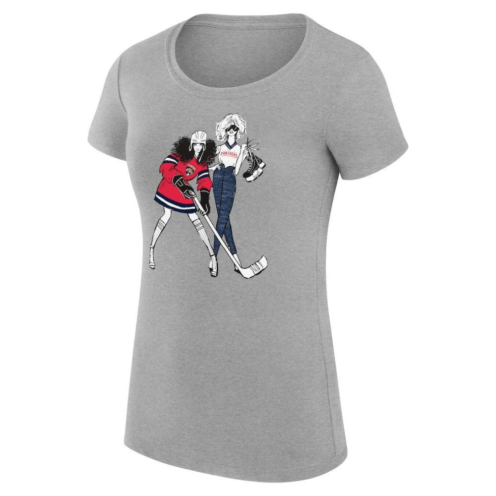 Florida Panthers - G-III 4Her by Carl Banks Women's Super-Slim Fit Lightweight Hockey Girls T-Shirt Heather Gray