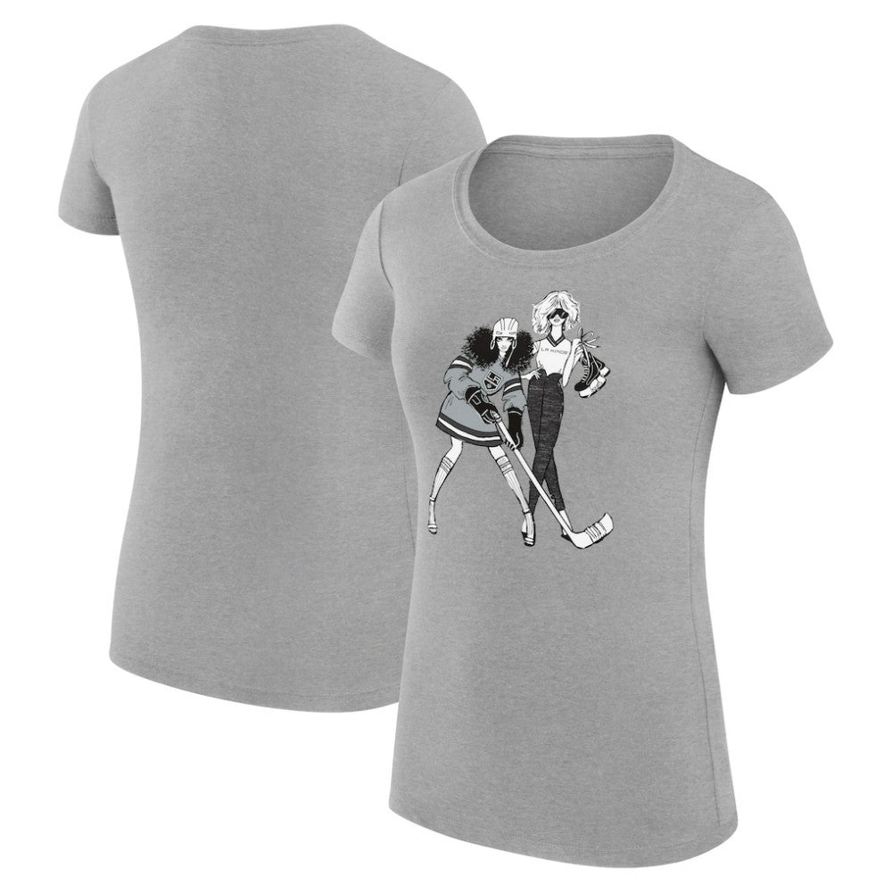 Los Angeles Kings - G-III 4Her by Carl Banks Women's Super-Slim Fit Lightweight Hockey Girls T-Shirt Heather Gray