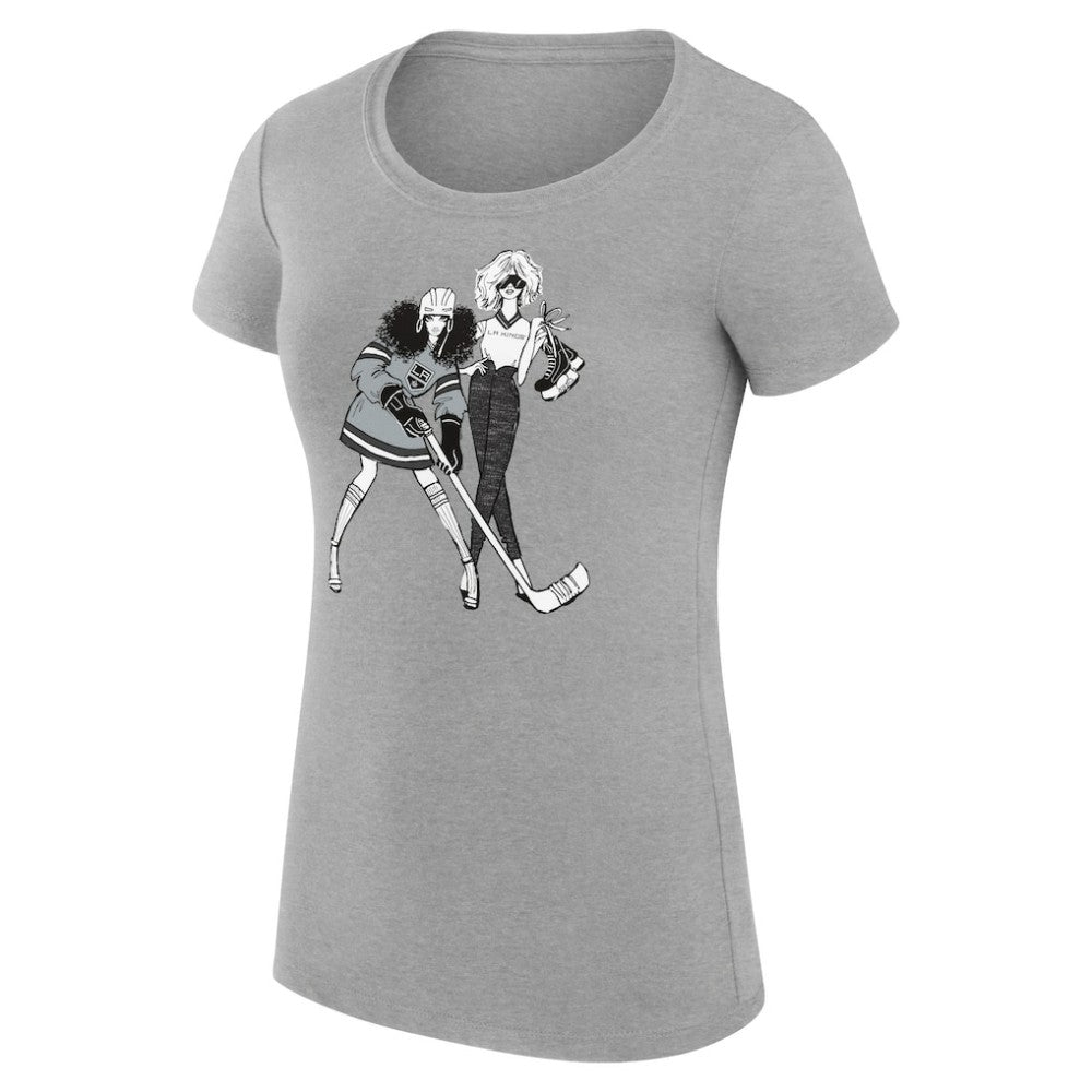 Los Angeles Kings - G-III 4Her by Carl Banks Women's Super-Slim Fit Lightweight Hockey Girls T-Shirt Heather Gray