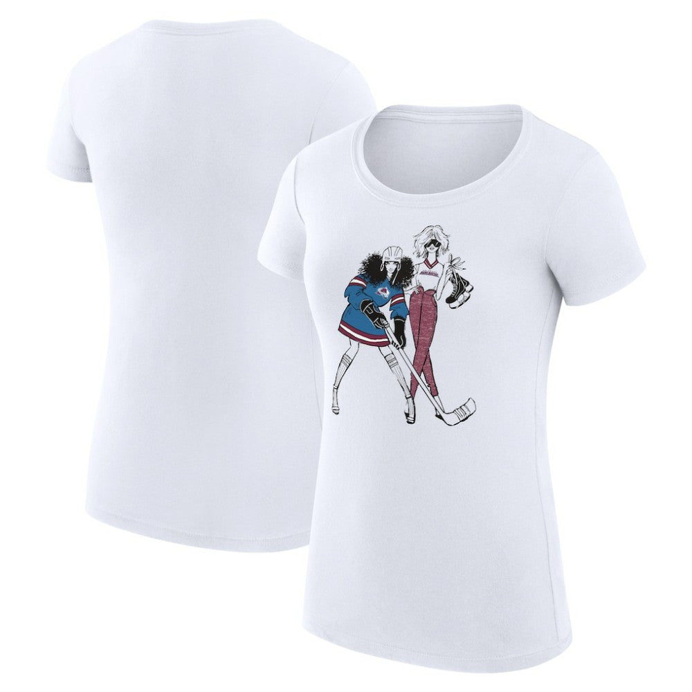 Colorado Avalanche - G-III 4Her by Carl Banks Women's Super-Slim Fit Lightweight Hockey Girls T-Shirt White