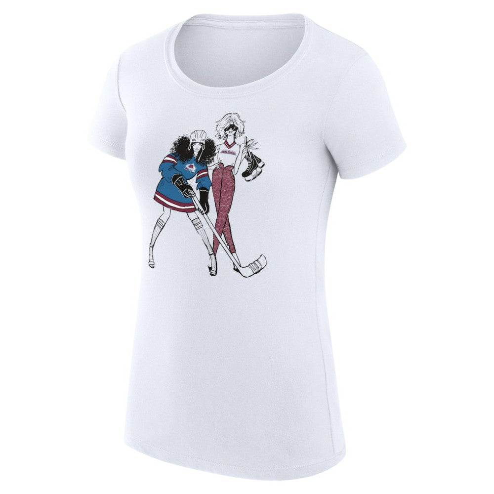 Colorado Avalanche - G-III 4Her by Carl Banks Women's Super-Slim Fit Lightweight Hockey Girls T-Shirt White