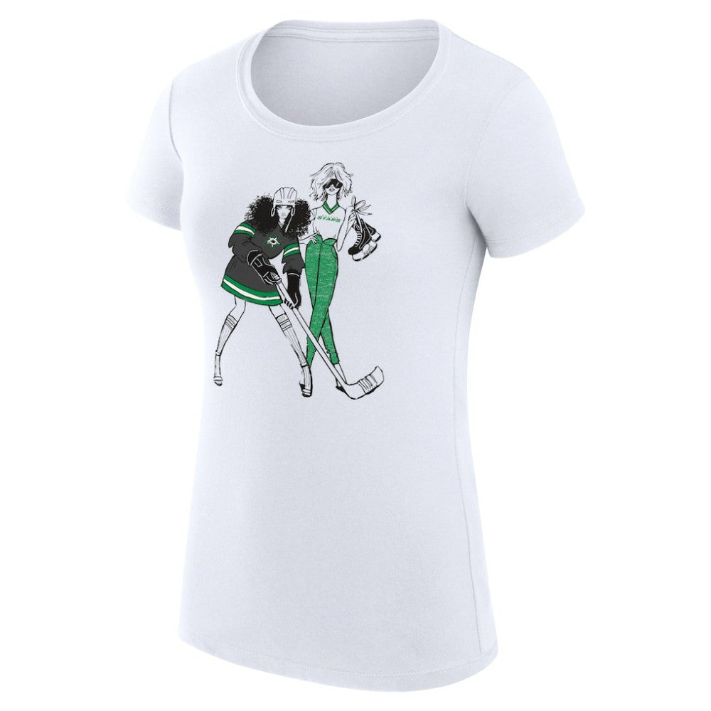 Dallas Stars - G-III 4Her by Carl Banks Women's Super-Slim Fit Lightweight Hockey Girls T-Shirt White