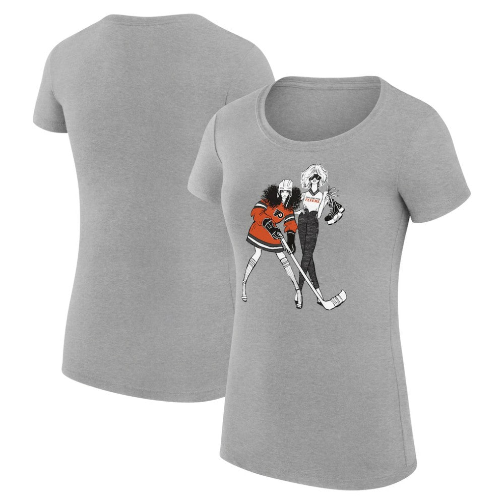Philadelphia Flyers - G-III 4Her by Carl Banks Women's Super-Slim Fit Lightweight Hockey Girls T-Shirt Heather Gray