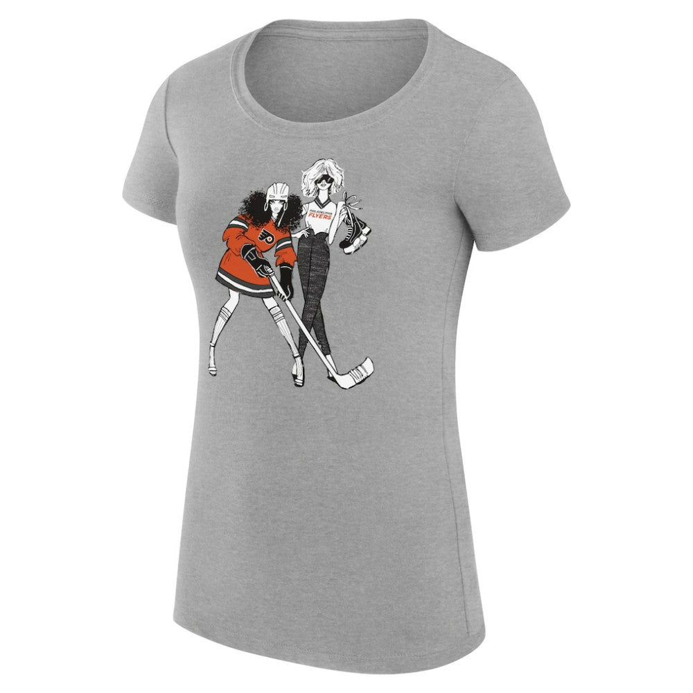 Philadelphia Flyers - G-III 4Her by Carl Banks Women's Super-Slim Fit Lightweight Hockey Girls T-Shirt Heather Gray