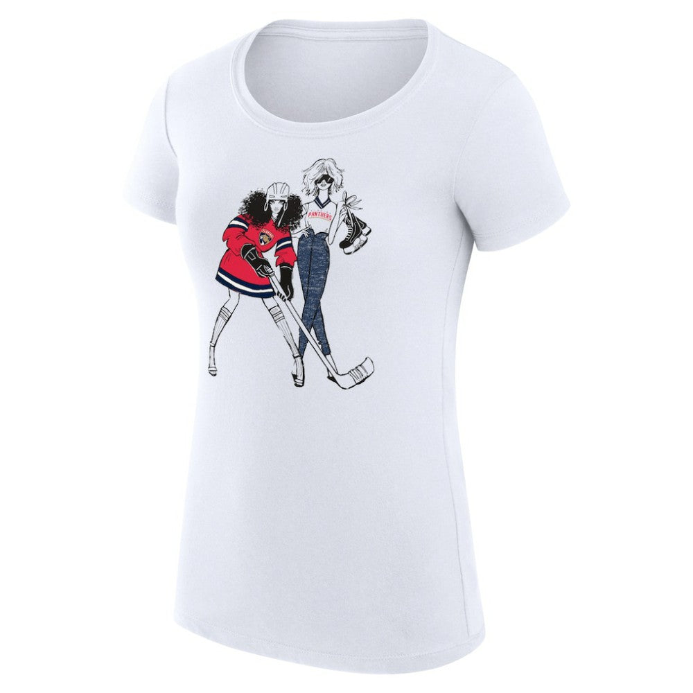 Florida Panthers - G-III 4Her by Carl Banks Women's Super-Slim Fit Lightweight Hockey Girls T-Shirt White