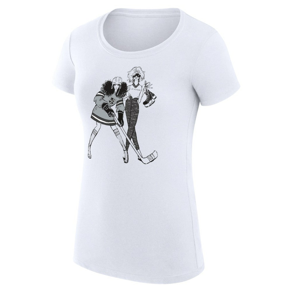 Los Angeles Kings - G-III 4Her by Carl Banks Women's Super-Slim Fit Lightweight Hockey Girls T-Shirt White