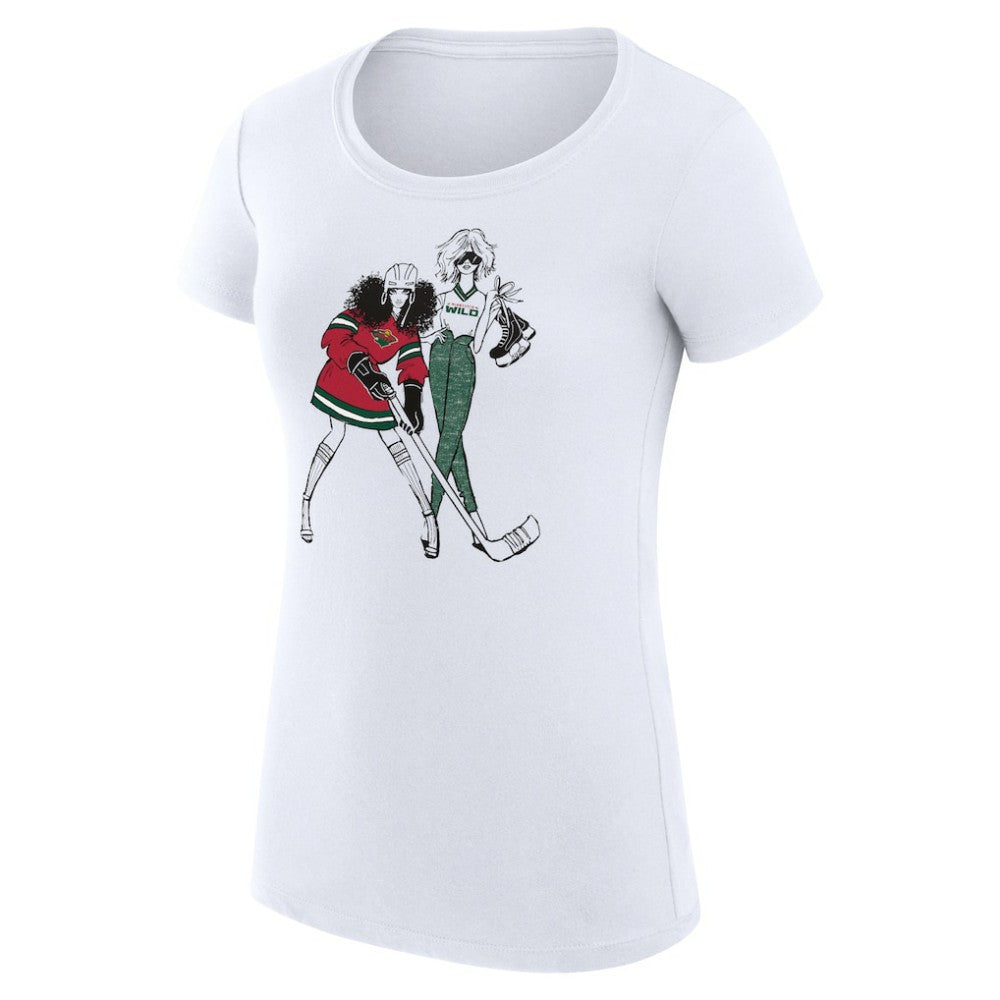 Minnesota Wild - G-III 4Her by Carl Banks Women's Super-Slim Fit Lightweight Hockey Girls T-Shirt White