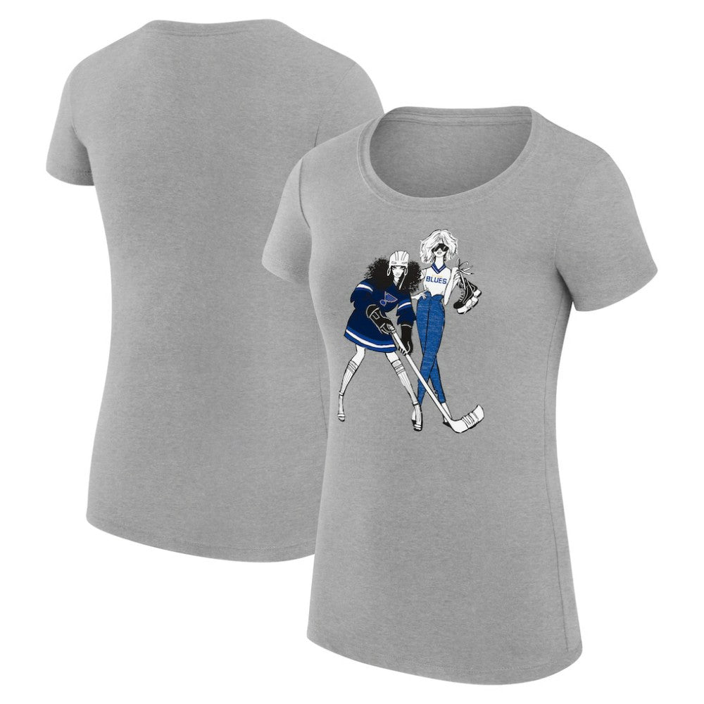 St. Louis Blues - G-III 4Her by Carl Banks Women's Super-Slim Fit Lightweight Hockey Girls T-Shirt Heather Gray