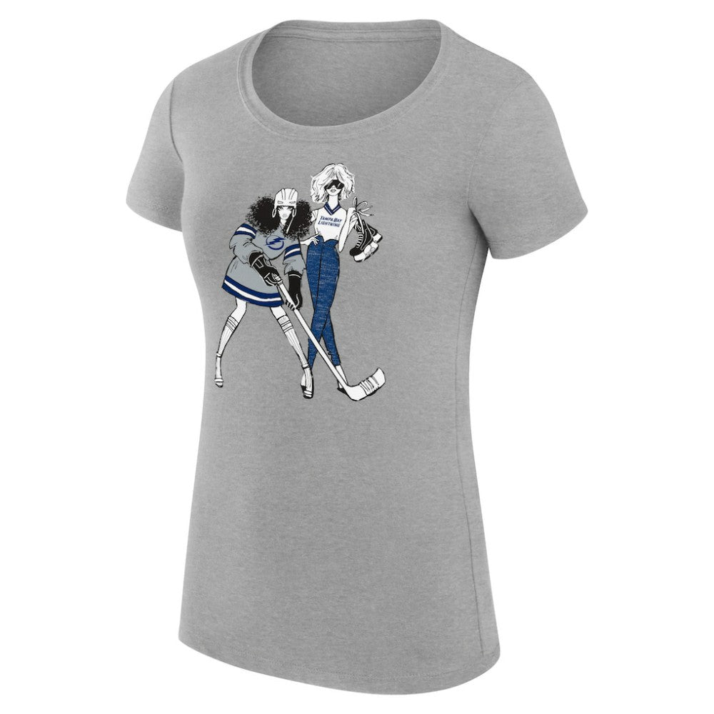 Tampa Bay Lightning - G-III 4Her by Carl Banks Women's Super-Slim Fit Lightweight Hockey Girls T-Shirt Heather Gray