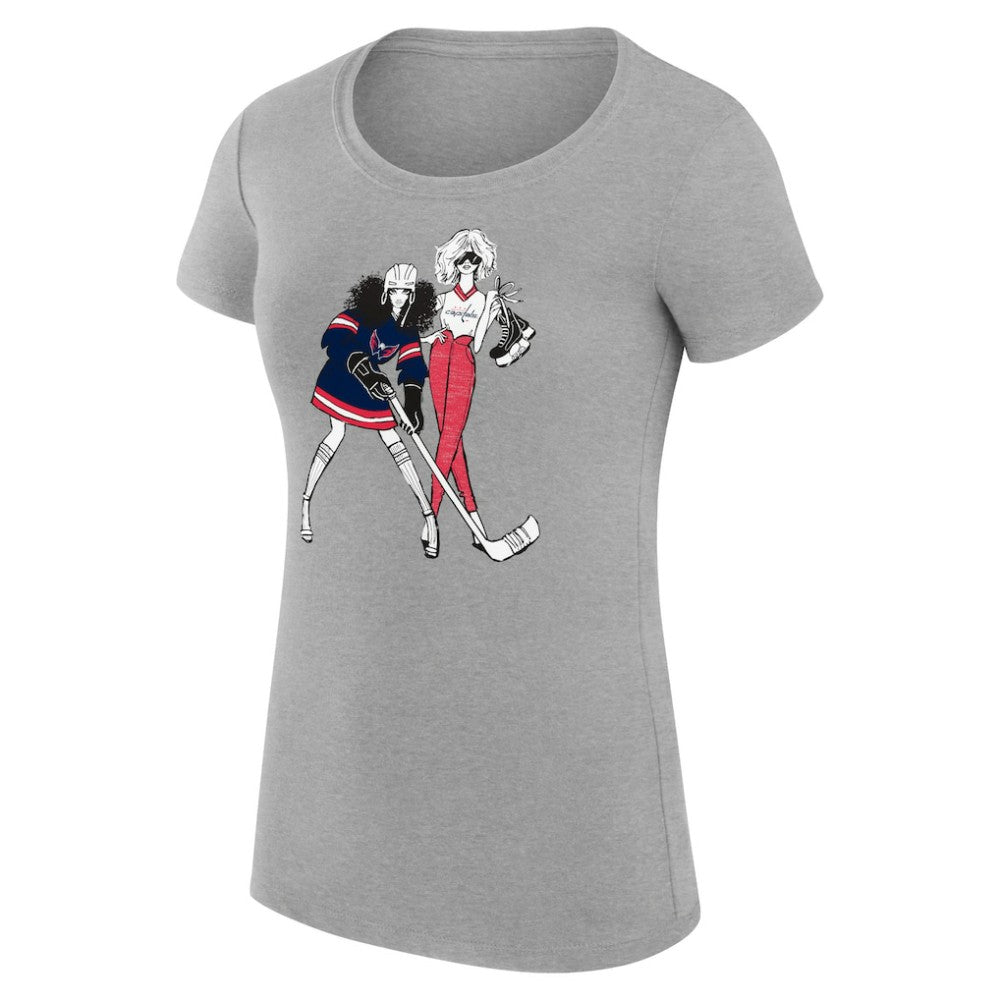 Washington Capitals G-III 4Her by Carl Banks Women's Super-Slim Fit Lightweight Hockey Girls T-Shirt Heather Gray