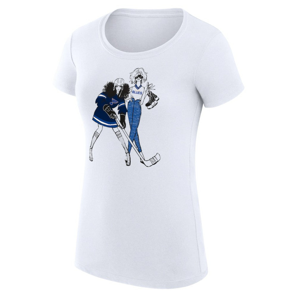 St. Louis Blues - G-III 4Her by Carl Banks Women's Super-Slim Fit Lightweight Hockey Girls T-Shirt White
