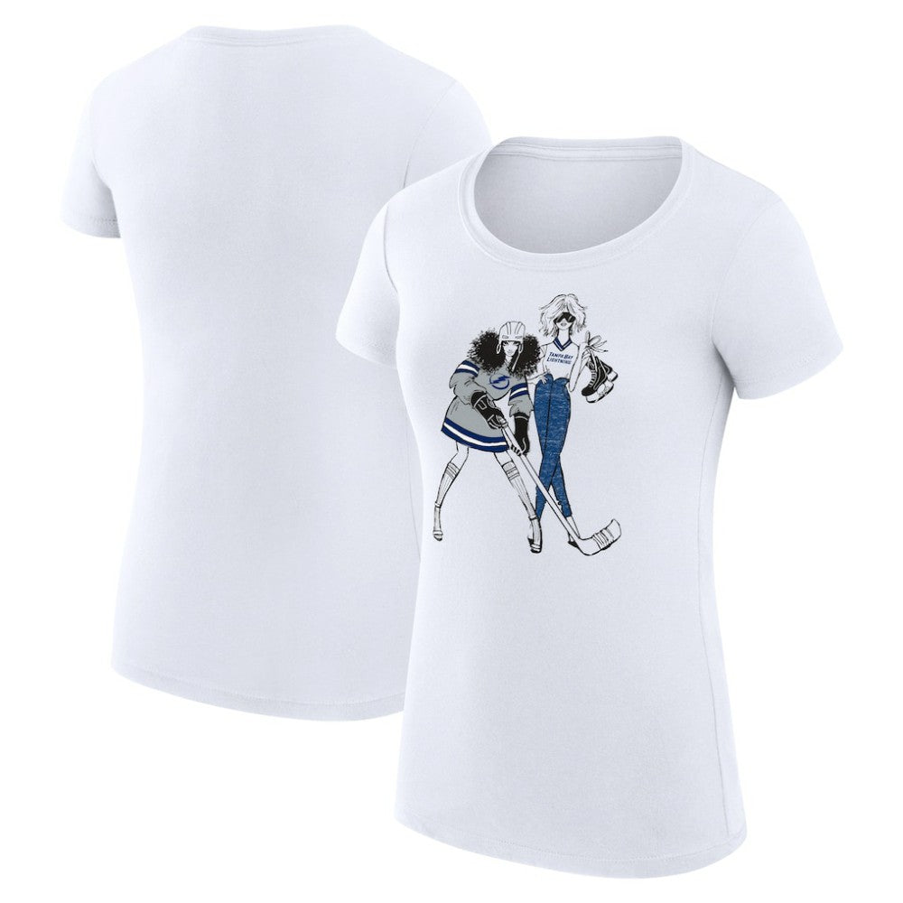 Tampa Bay Lightning - G-III 4Her by Carl Banks Women's Super-Slim Fit Lightweight Hockey Girls T-Shirt White