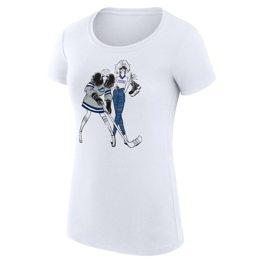 Tampa Bay Lightning - G-III 4Her by Carl Banks Women's Super-Slim Fit Lightweight Hockey Girls T-Shirt White