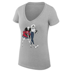 Montreal Canadiens - G-III 4Her by Carl Banks Women's Super-Slim Fit Lightweight Hockey Girls V-Neck T-Shirt Heather Gray