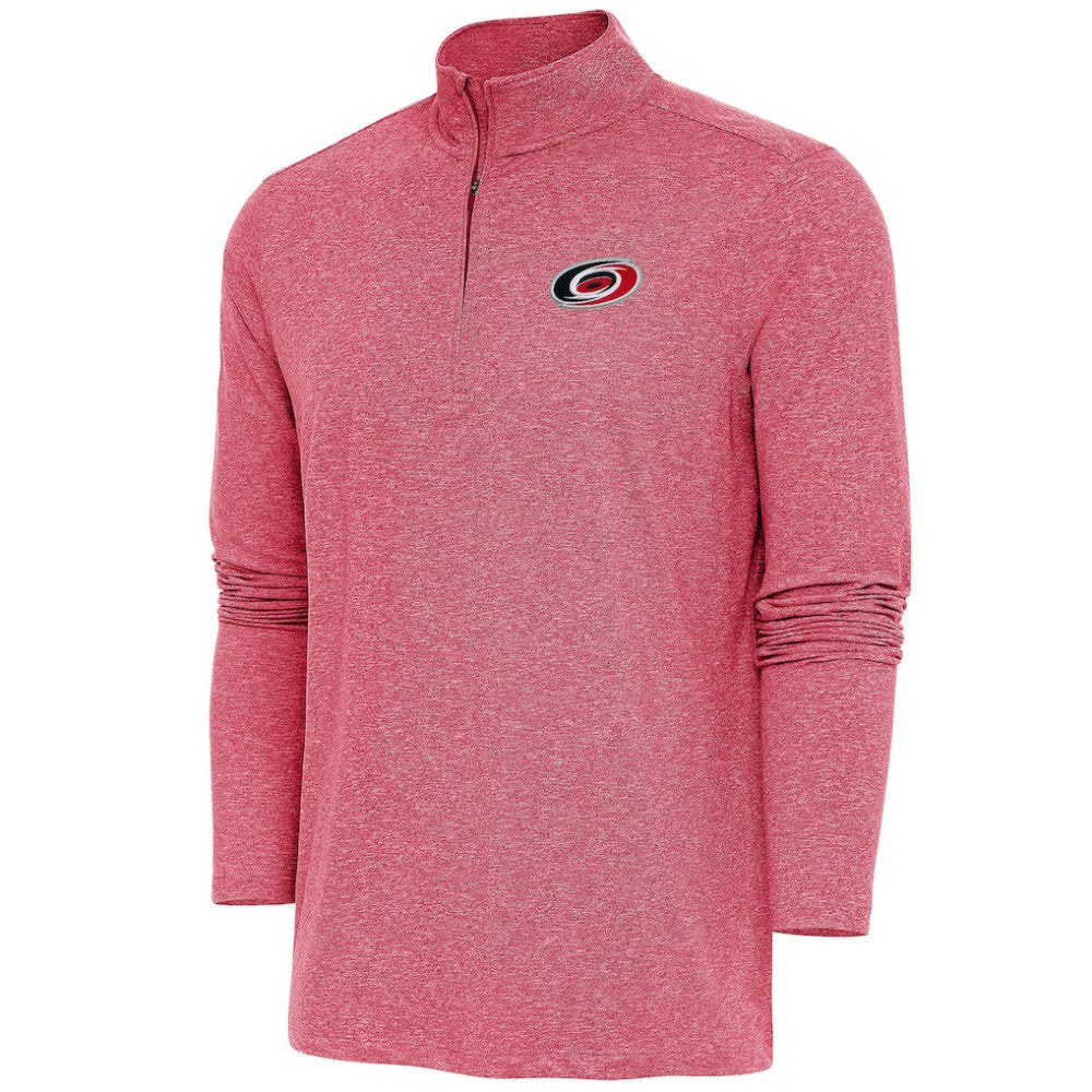 Carolina Hurricanes - Antigua Hunk Quarter-Zip Pullover Top Heather Red